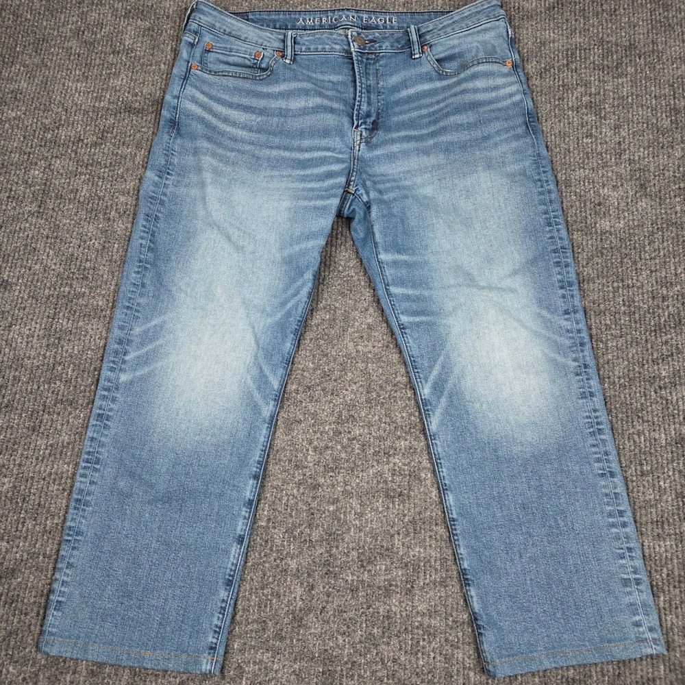 American Eagle Mens Original Straight Leg Jeans Medium Wash Blue 36x30 (36X27)